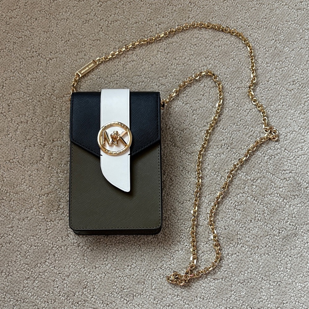 Michael Kors Black and Olive Phone Crossbody